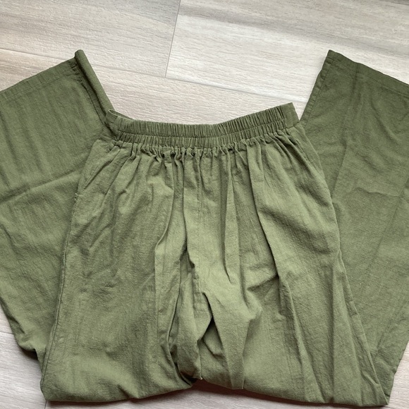 Army green linen pants - Picture 2 of 5